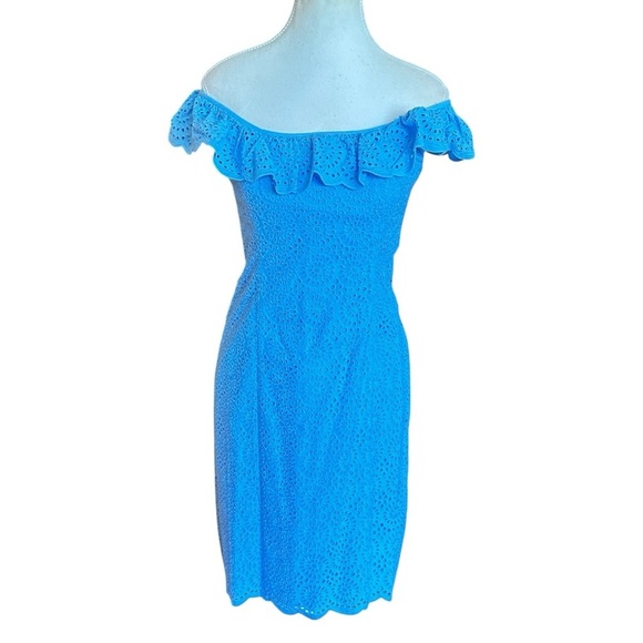 Lilly Pulitzer Ryann Eyelet Shift Dress Sleeveless Sundress with Flutter Sleeves - Picture 4 of 10